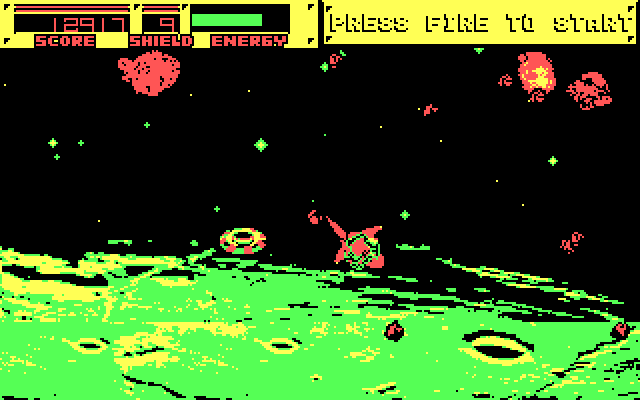 Blasteroids IBM PC/Compatibles Screenshot: Running from a UFO this time...