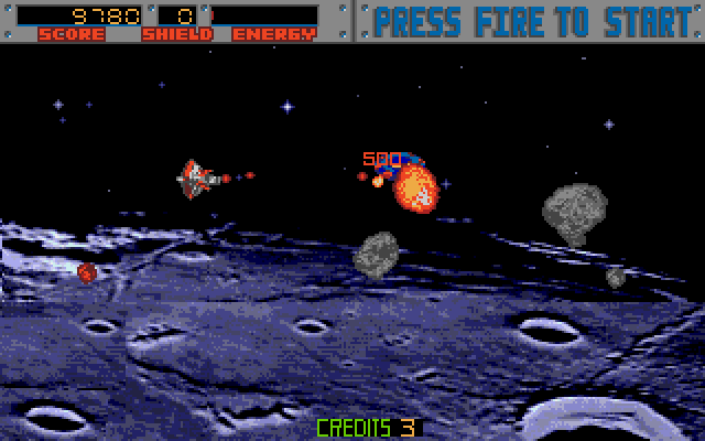 Blasteroids Amiga Screenshot: Attacking a UFO.
