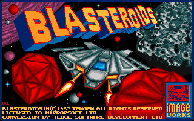 Blasteroids Amiga Screenshot: Title screen.