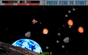 Blasteroids for Amiga - When you shoot large asteroids, they split into small ones.