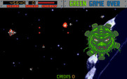 Blasteroids for Amiga - The first end of level boss.