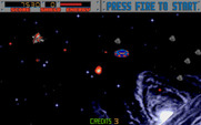 Blasteroids for Amiga - Here comes an attacking UFO.