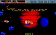 Blasteroids for Amiga - Danger! I'm almost out of energy...