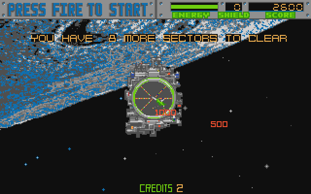 Blasteroids Atari ST Screenshot: There are eight more sectors to clear!