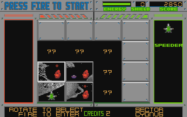 Blasteroids Atari ST Screenshot: Choose the next sector...