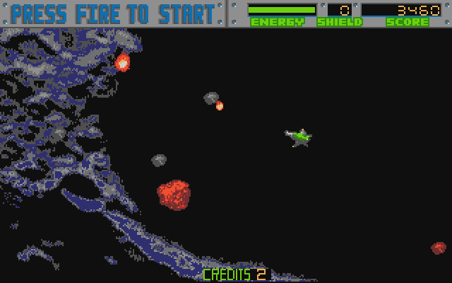 Blasteroids Atari ST Screenshot: Blasting asteroids...