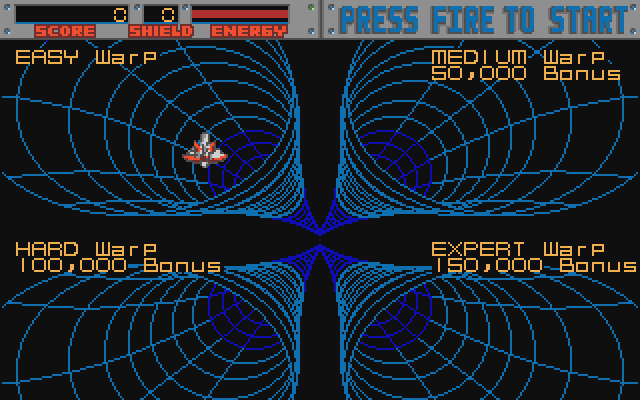 Blasteroids Atari ST Screenshot: Select a warp / skill level.
