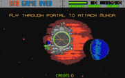 Blasteroids for Atari ST - Fly through the portal to attack Mukor.