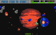 Blasteroids for Atari ST - To complete the sector you still need to shoot each of the blue asteroids.