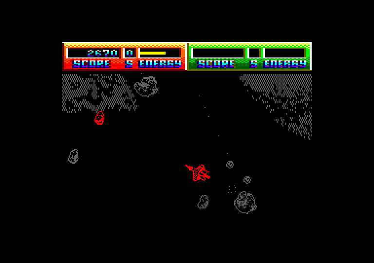 Blasteroids Amstrad CPC Screenshot: Asteroids everywhere!