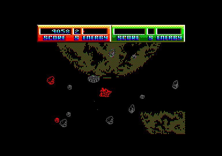 Blasteroids Amstrad CPC Screenshot: Enemy saucer incoming!