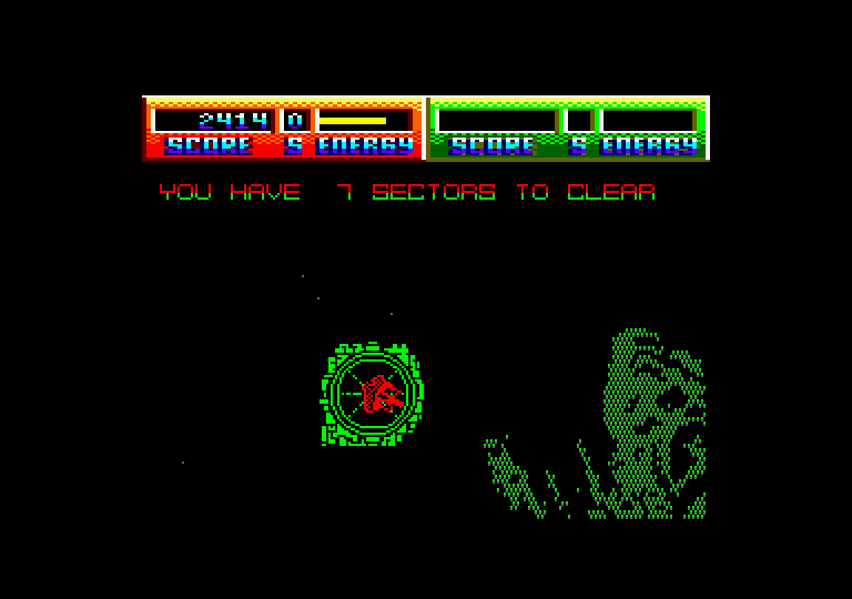 Blasteroids Amstrad CPC Screenshot: Level complete, I still have 7 more sectors to clear.