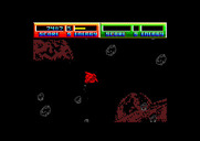 Blasteroids for Amstrad CPC - The large ship form has more firepower but is much slower.