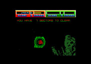 Blasteroids for Amstrad CPC - Level complete, I still have 7 more sectors to clear.
