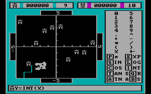Algebra Arcade IBM PC/Compatibles Screenshot: Uh oh, I hit the ghost!