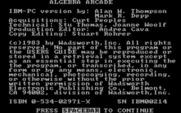 Algebra Arcade for IBM PC/Compatibles - Game credits.