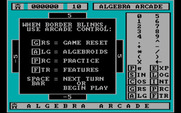 Algebra Arcade for IBM PC/Compatibles - Choose some game options.