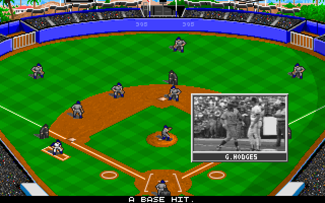 MicroLeague Baseball IV IBM PC/Compatibles Screenshot: A base hit.