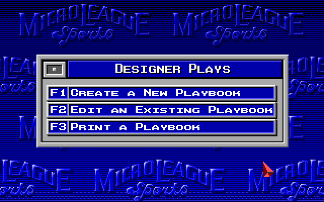 MicroLeague Baseball IV IBM PC/Compatibles Screenshot: The designer plays menu.