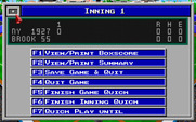MicroLeague Baseball IV for IBM PC/Compatibles - Inning 1 options menu.