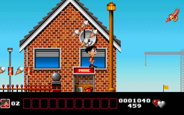 Soccer Kid IBM PC/Compatibles Screenshot: Jump on things to reach new heights and find bonuses.