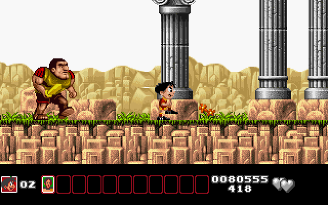 Soccer Kid IBM PC/Compatibles Screenshot: A giant gladiator chases me!