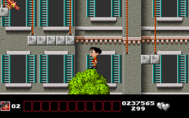 Soccer Kid IBM PC/Compatibles Screenshot: More falling platforms as you explore these buildings.