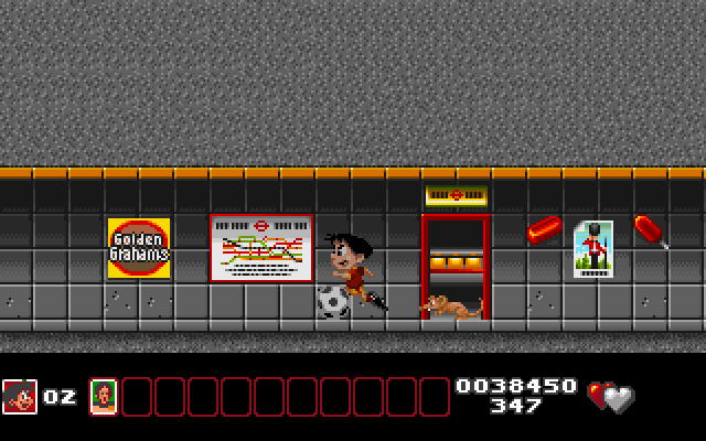 Soccer Kid IBM PC/Compatibles Screenshot: Giant rats, run away!