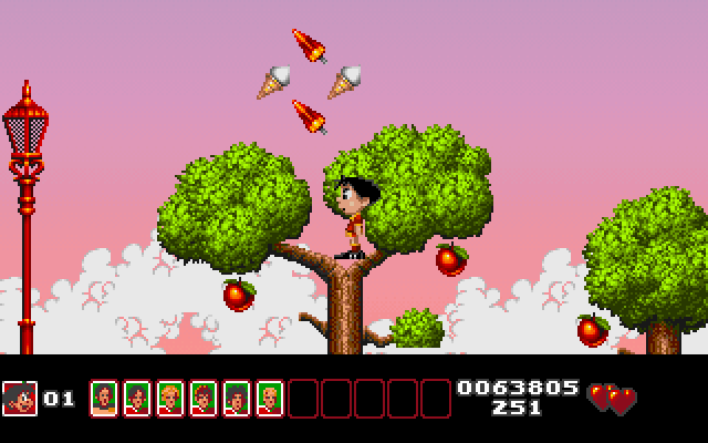 Soccer Kid IBM PC/Compatibles Screenshot: You can jump in trees to reach some items.