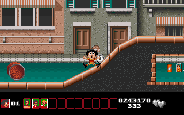 Soccer Kid IBM PC/Compatibles Screenshot: Smack! I was hit by a rolling barrel.
