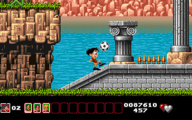 Soccer Kid IBM PC/Compatibles Screenshot: Spikes are deadly, don't touch them!