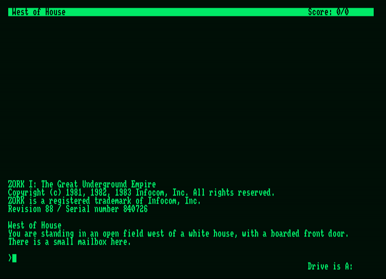 Zork: The Great Underground Empire Amstrad PCW Screenshot: Title screen.