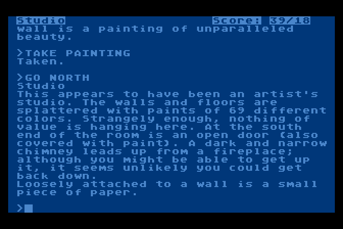 Zork: The Great Underground Empire Atari 8-bit Screenshot: A valuable painting? I'll take that...