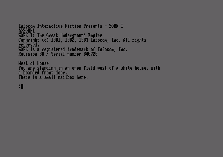 Zork: The Great Underground Empire Amstrad CPC Screenshot: Starting screen.