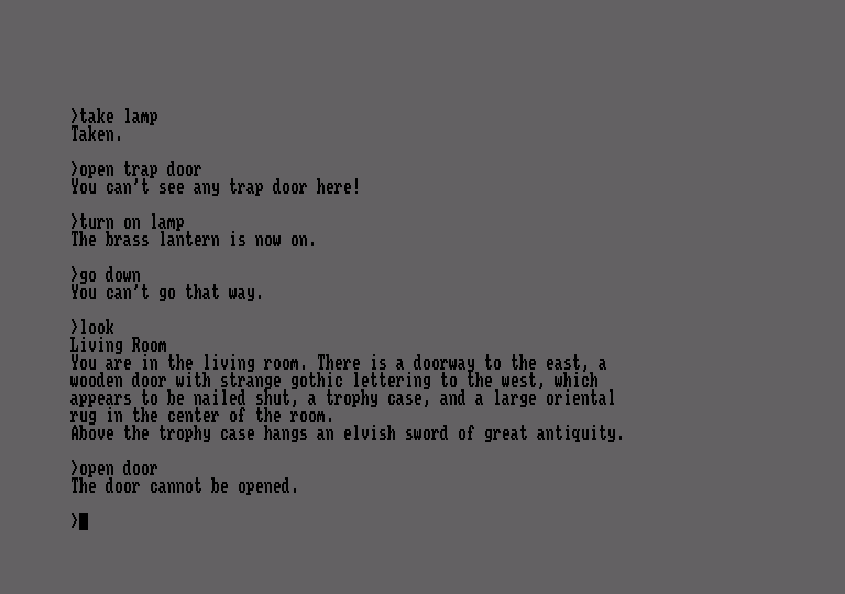 Zork: The Great Underground Empire Amstrad CPC Screenshot: In the living room...anything here?