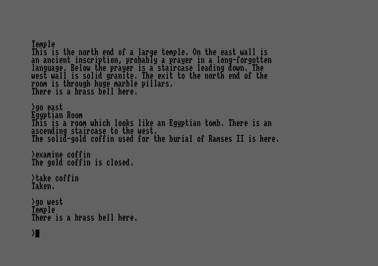 Zork: The Great Underground Empire Amstrad CPC Screenshot: Exploration continues...