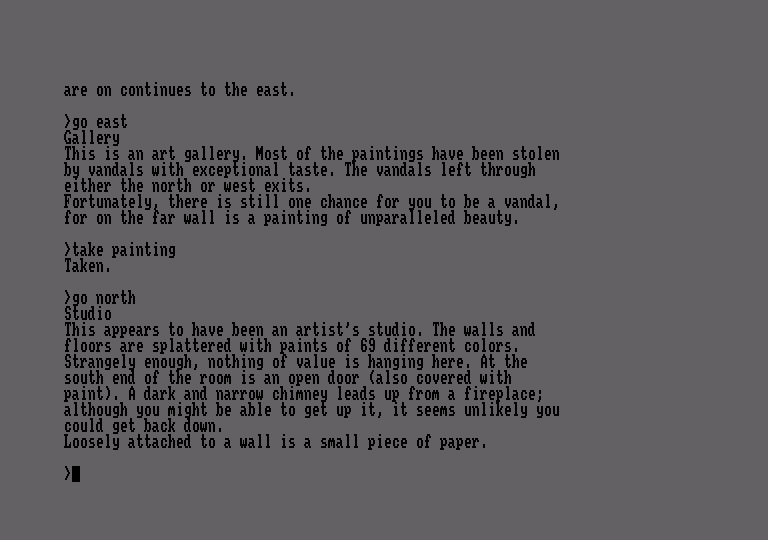 Zork: The Great Underground Empire Amstrad CPC Screenshot: Exploring an artist's studio...