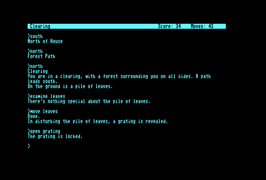 Zork: The Great Underground Empire Commodore 128 Screenshot: Found a locked grating...maybe that can be useful later...
