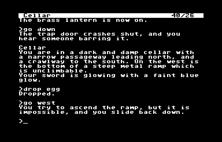Zork: The Great Underground Empire Commodore 64 Screenshot: Entering the underground.