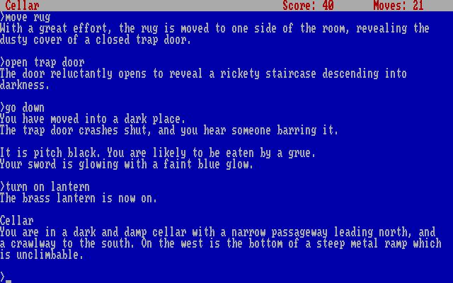 Zork: The Great Underground Empire IBM PC/Compatibles Screenshot: Entering the underground...