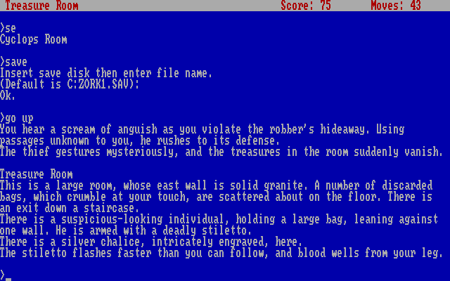 Zork: The Great Underground Empire IBM PC/Compatibles Screenshot: I found a treasure room!