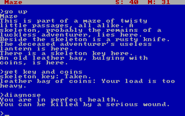 Zork: The Great Underground Empire IBM PC/Compatibles Screenshot: I'm carrying too many items!