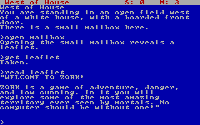 Zork: The Great Underground Empire IBM PC/Compatibles Screenshot: Reading a leaflet I found.