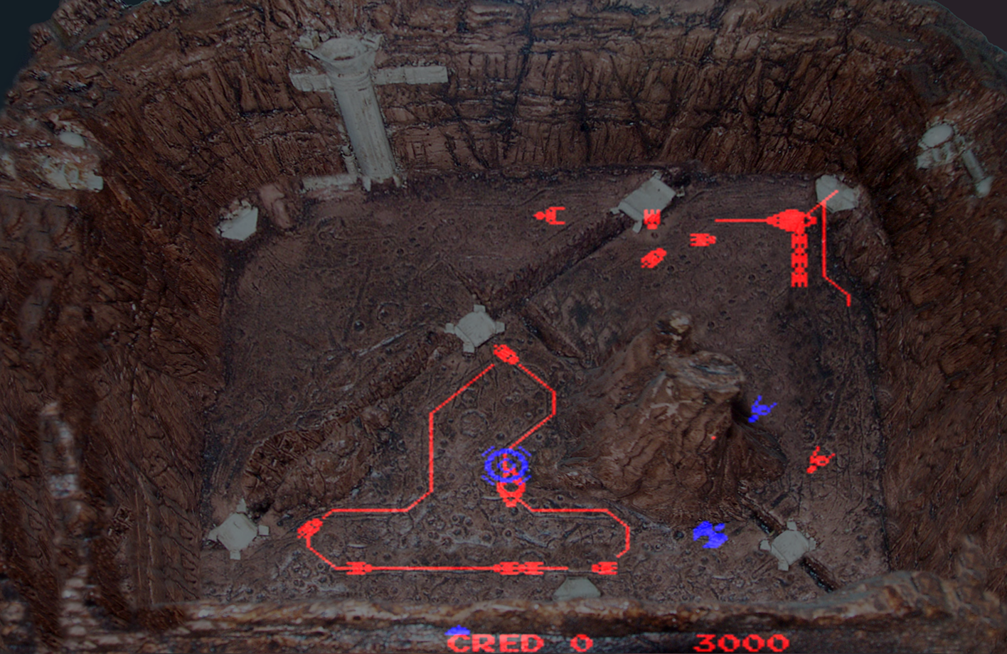 Dark Planet Arcade Screenshot: The enemy is building bases, I need to act fast!