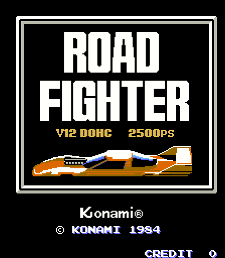 Road Fighter Arcade Screenshot: Title screen.