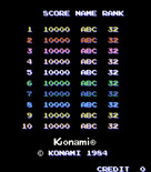 Road Fighter for Arcade - High scores.