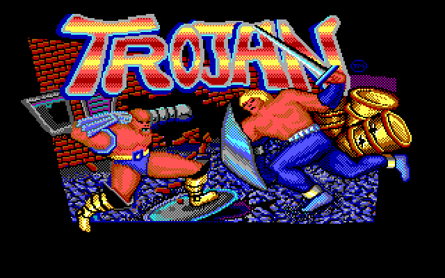 Trojan IBM PC/Compatibles Screenshot: Title screen.