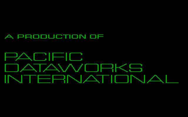 Trojan IBM PC/Compatibles Screenshot: Pacific Dataworks International logo screen.
