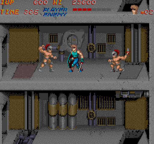 Trojan Arcade Screenshot: Two against one hardly seems fair...