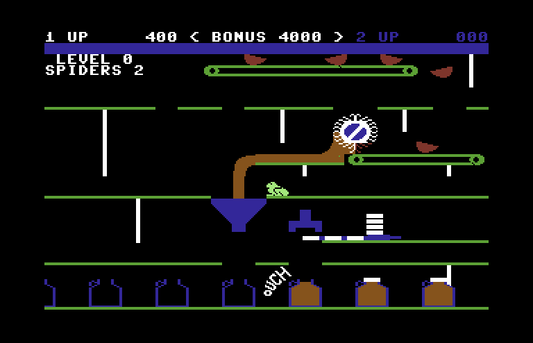Apple Cider Spider Commodore 64 Screenshot: Ouch, I fell!